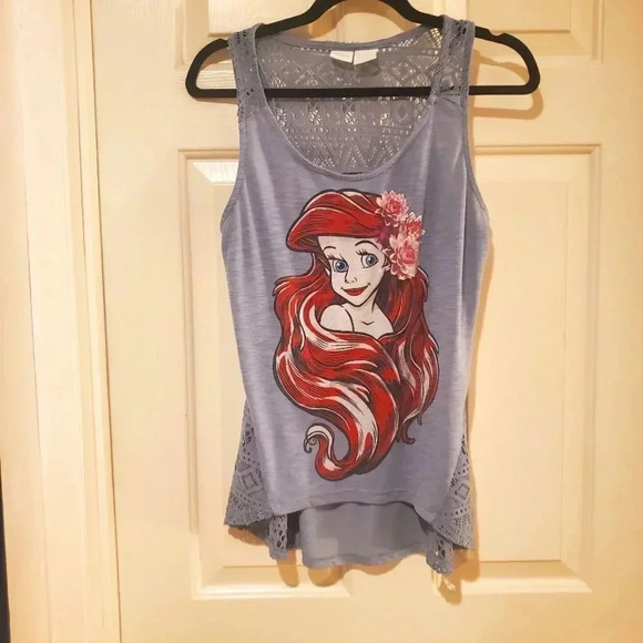NWOT DISNEY Ariel grey oversized character tank top Size Large(10-12 Juniors) - Picture 1 of 4